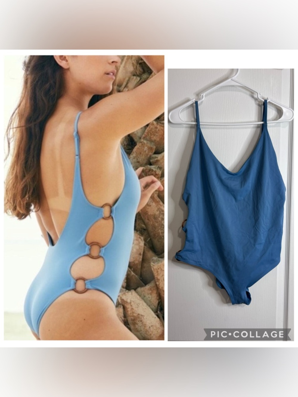 aerie Blue One-Piece Swimsuit with Ring Cutouts size XL